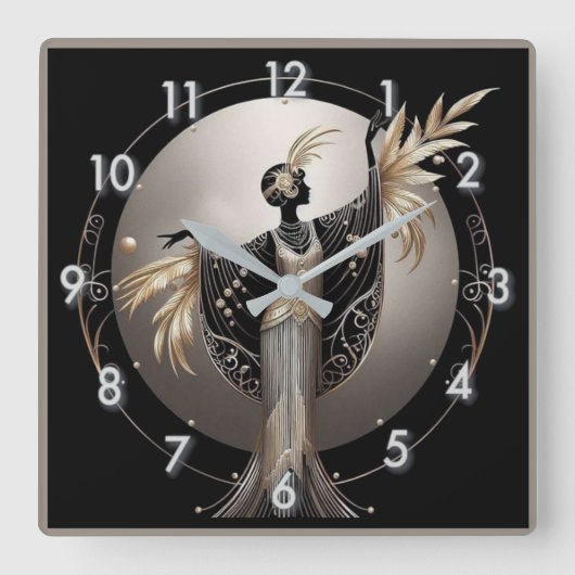Horloge Carrée Art Déco Gris (Recto)