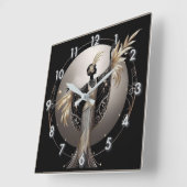 Horloge Carrée Art Déco Gris (Angle)