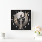 Horloge Carrée Art Déco Gris (Maison)