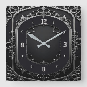 Horloge Carrée Art Déco Gris