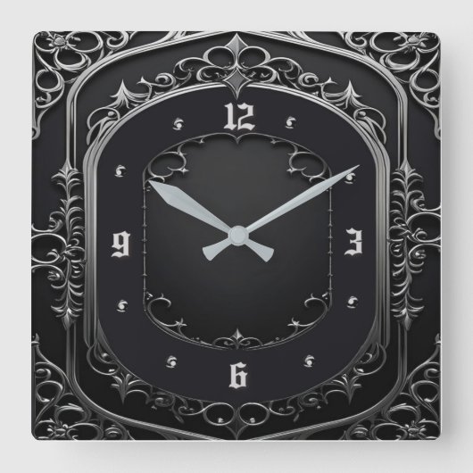 Horloge Carrée Art Déco Gris (Recto)