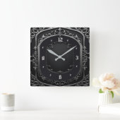 Horloge Carrée Art Déco Gris (Maison)