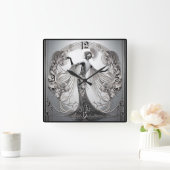 Horloge Carrée Art Déco Gris (Maison)