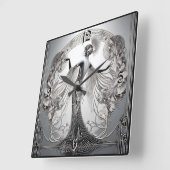 Horloge Carrée Art Déco Gris (Angle)