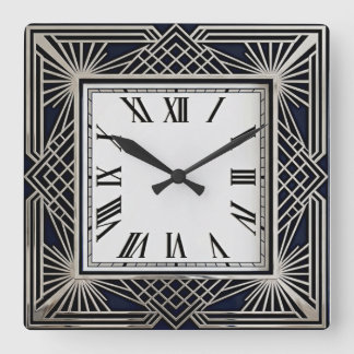 Horloge Carrée Art Déco Gris