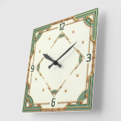 Horloge Carrée Art Déco Menthe (Angle)