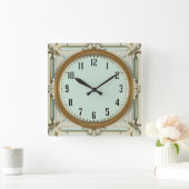 Horloge Carrée Art Déco Menthe (Maison)
