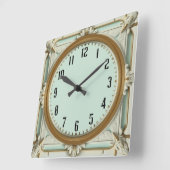 Horloge Carrée Art Déco Menthe (Angle)