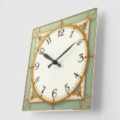 Horloge Carrée Art Déco Menthe (Angle)
