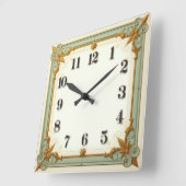 Horloge Carrée Art Déco Menthe (Angle)