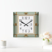 Horloge Carrée Art Déco Menthe (Maison)