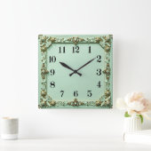 Horloge Carrée Art Déco Menthe (Maison)