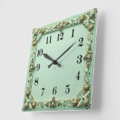 Horloge Carrée Art Déco Menthe (Angle)