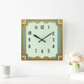 Horloge Carrée Art Déco Menthe (Maison)