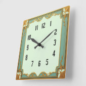 Horloge Carrée Art Déco Menthe (Angle)