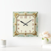 Horloge Carrée Art déco mint (Maison)