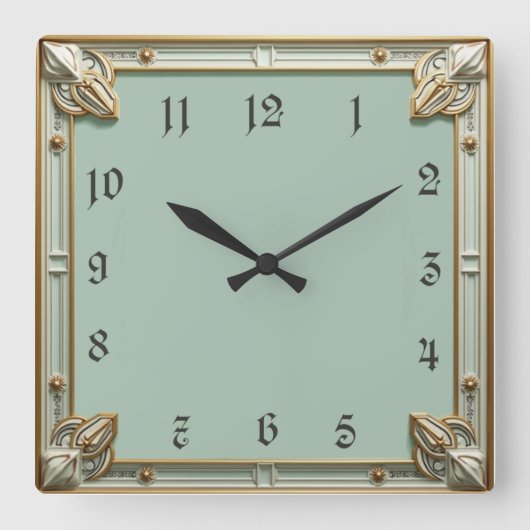 Horloge Carrée Art Déco Mint (Recto)