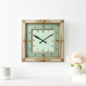 Horloge Carrée Art déco mint (Maison)