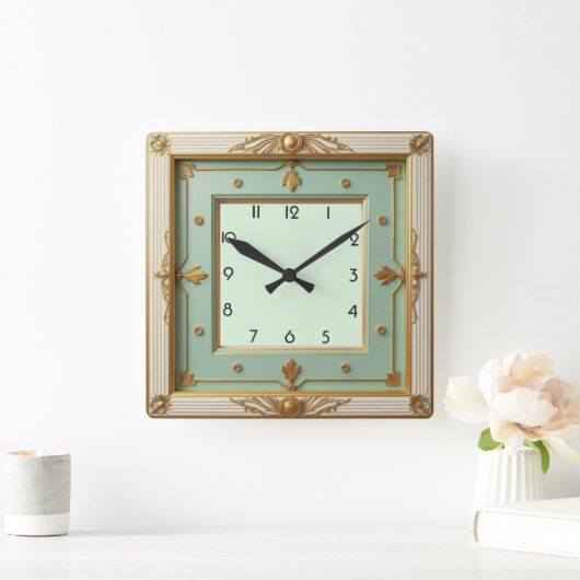 Horloge Carrée Art déco mint (Maison)