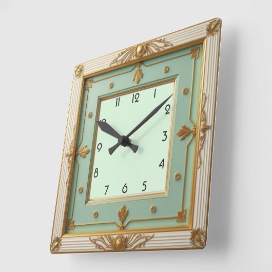 Horloge Carrée Art déco mint (Angle)