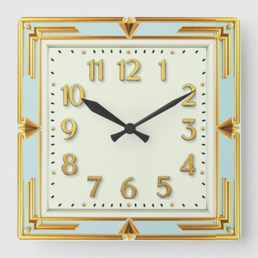 Horloge Carrée Art Déco Mint (Recto)