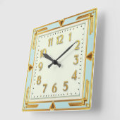 Horloge Carrée Art Déco Mint (Angle)