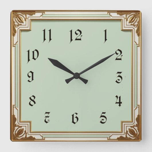 Horloge Carrée Art Déco Mint (Recto)
