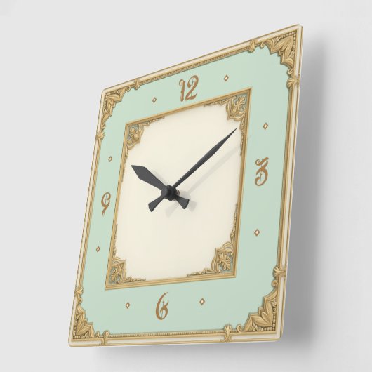 Horloge Carrée Art Deco Mint (Angle)