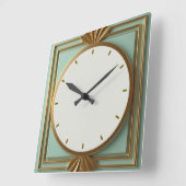 Horloge Carrée Art Déco Mint (Angle)