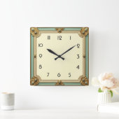 Horloge Carrée Art déco mint (Maison)