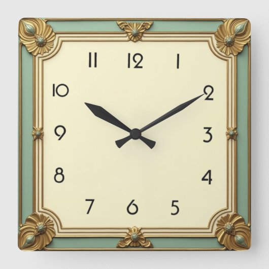 Horloge Carrée Art déco mint (Recto)
