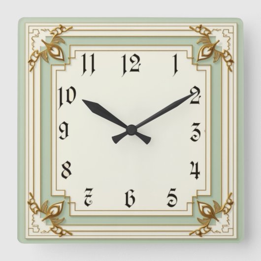 Horloge Carrée Art déco mint (Recto)