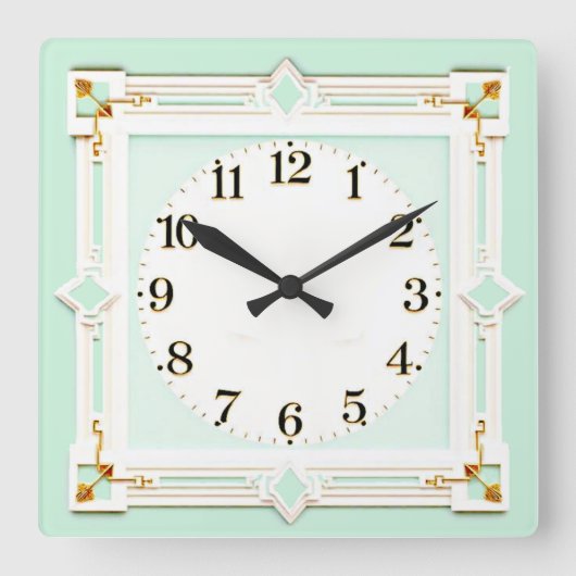 Horloge Carrée Art Déco Mint (Recto)
