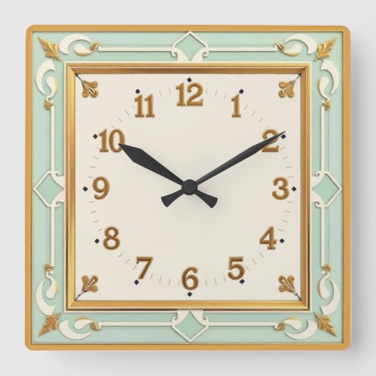 Horloge Carrée Art Déco Mint (Recto)