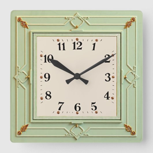 Horloge Carrée Art Déco Mint (Recto)
