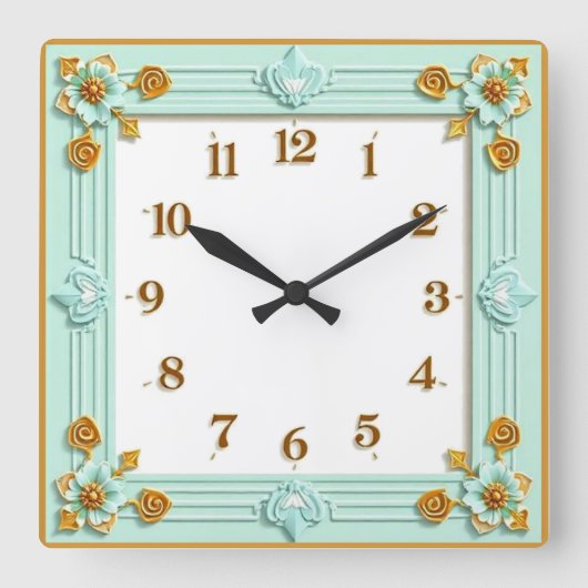 Horloge Carrée Art Déco Mint (Recto)