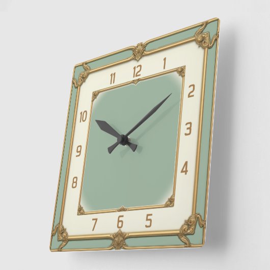 Horloge Carrée Art Deco Mint (Angle)
