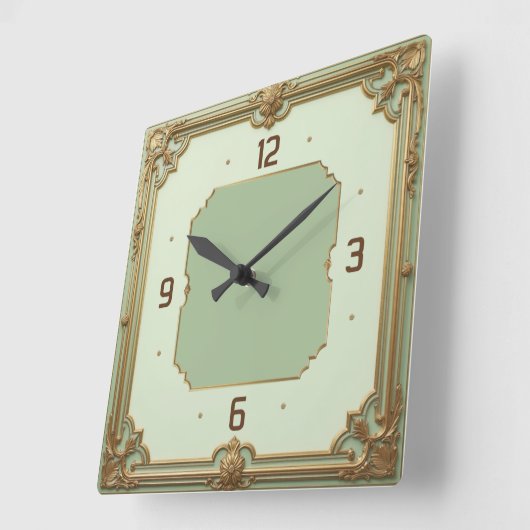Horloge Carrée Art Deco Mint (Angle)