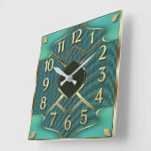Horloge Carrée Art Déco Mint (Angle)