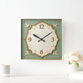 Horloge Carrée Art déco mint (Maison)