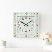 Horloge Carrée Art Déco Mint (Maison)