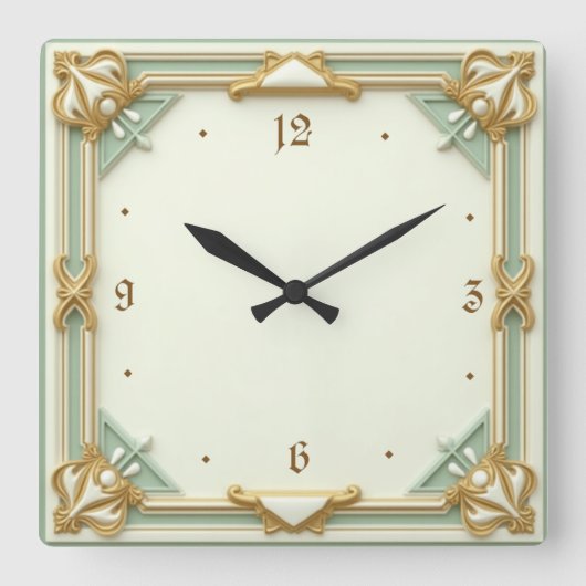 Horloge Carrée Art déco mint (Recto)