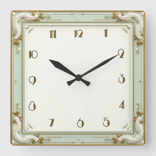 Horloge Carrée Art Déco Mint (Recto)