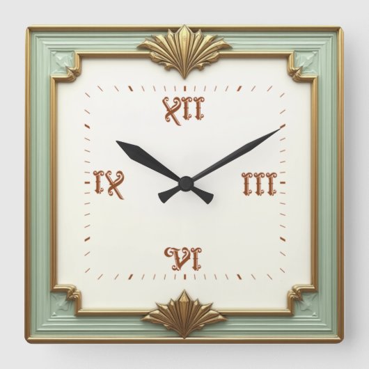 Horloge Carrée Art Déco Mint (Recto)