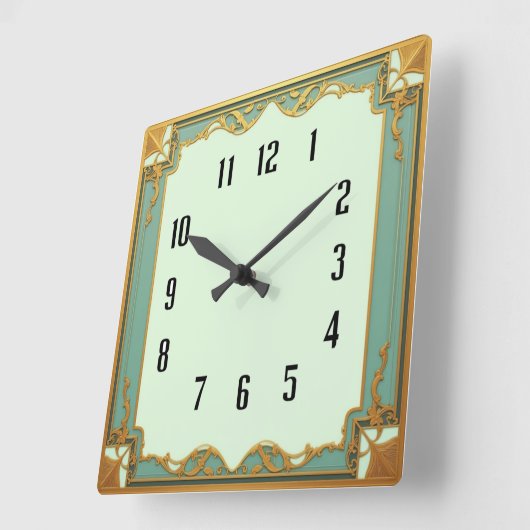 Horloge Carrée Art Deco Mint (Angle)