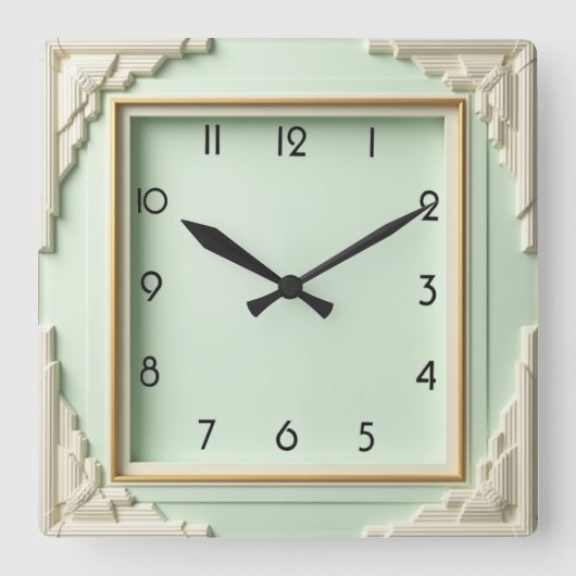 Horloge Carrée Art déco mint (Recto)