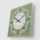 Horloge Carrée Art Deco Mint (Angle)