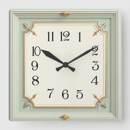 Horloge Carrée Art Déco Mint (Recto)