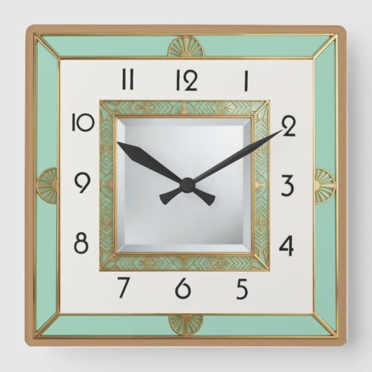 Horloge Carrée Art Déco Mint (Recto)