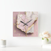 Horloge Carrée Art déco moderne rose (Maison)